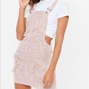 MISSGUIDED pink metallic textured pini dress